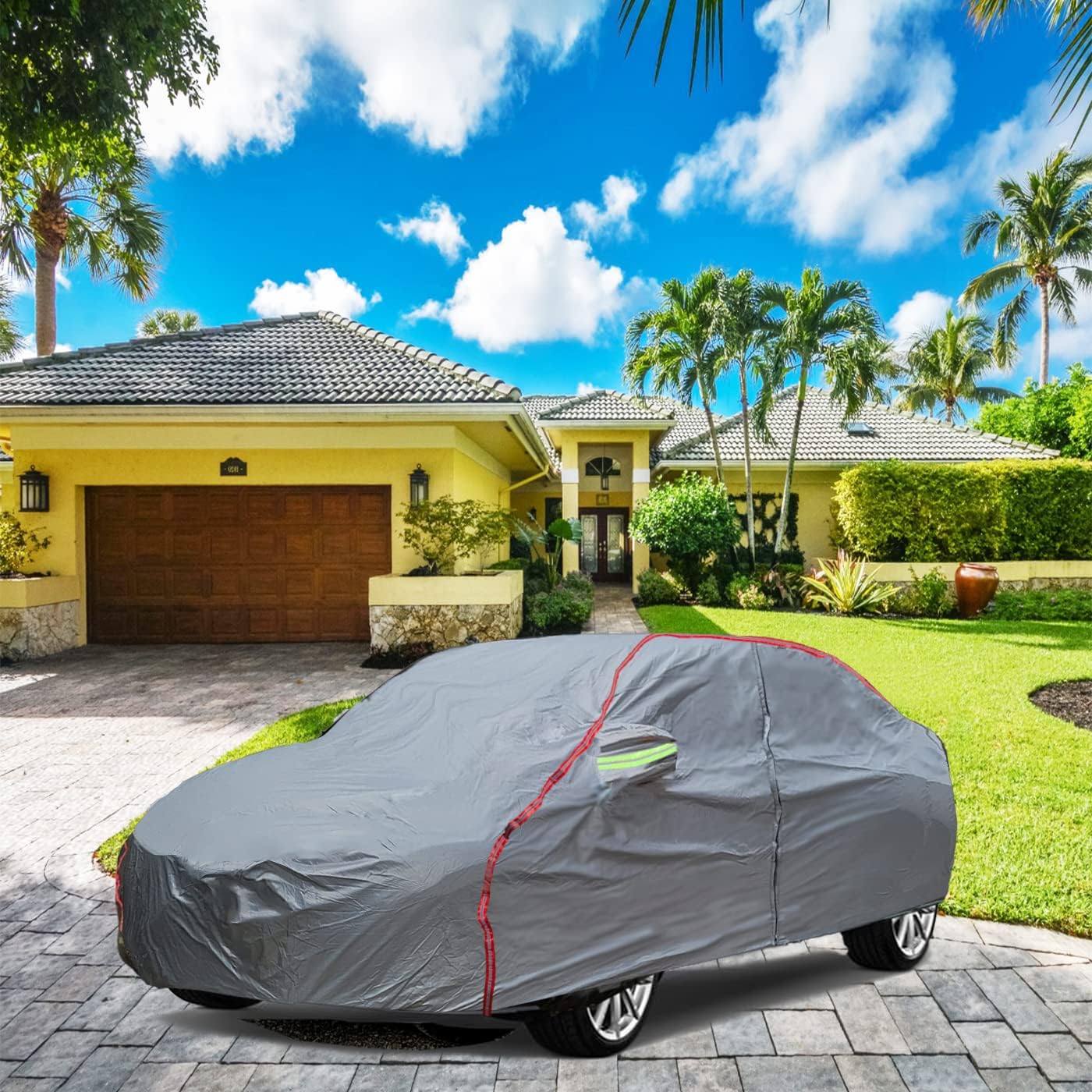 Breathable New Material, Waterproof Car Cover, Locks and Zipper Doors, Sunscreen Waterproof UV Prevention Snowproof Wind and Windproof,Suitable for Indoor Outdoor,for Sedan (188" to 198") C3