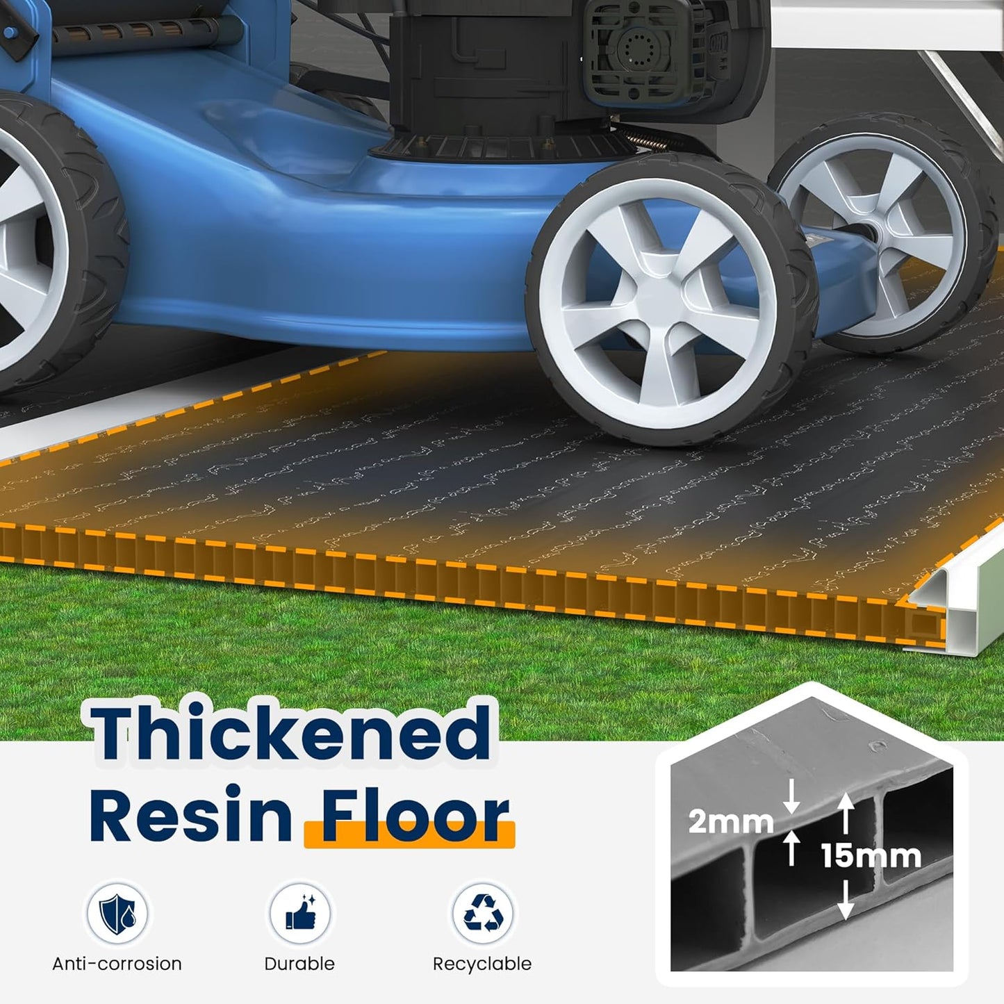 UDPATIO Outdoor Storage Shed 6 x 6 FT, Resin Garden Sheds Plastic Patio Outdoor Storage with Lockable Door for Tool, Bike, Sandstone