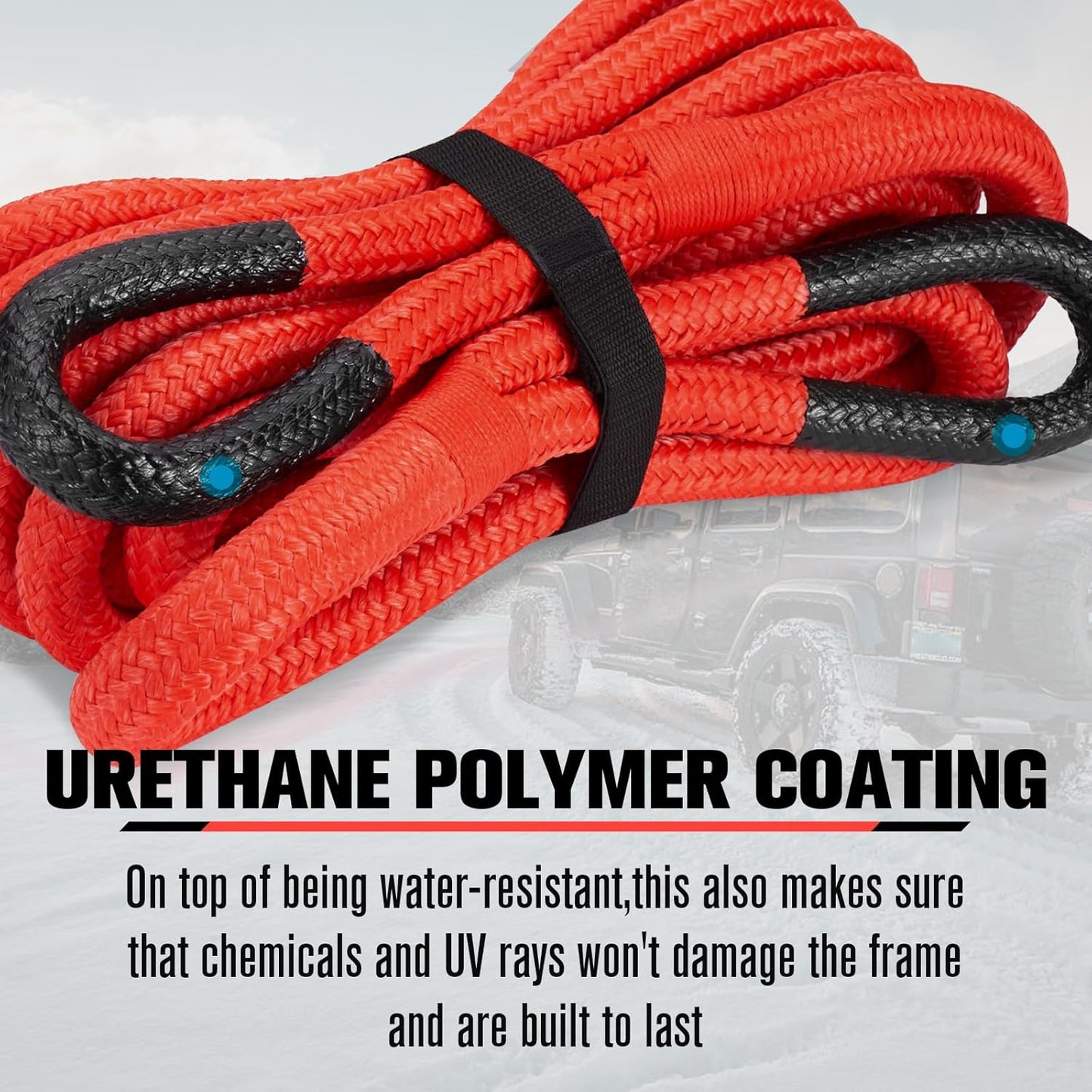 FieryRed Kinetic Recovery Rope Kit with 2 Soft Shackles, 1 Inch x 30 FT Tow Rope,Heavy Duty Offroad Snatch Strap for UTV, ATV, Truck, Car, Jeep, Tractor