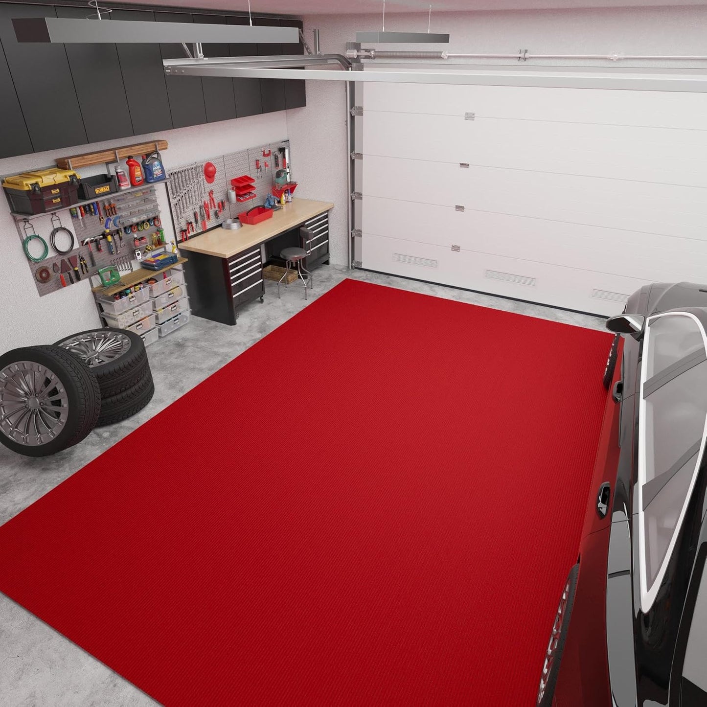 Ottomanson 6' x 6'6" Mud Mat Area Rug Scraper Carpet - Non-Slip, Dirt Trapping for Indoor & Outdoor Use - Ideal for Entryway, Garage, Kitchen, Patio & High-Traffic Areas, Red