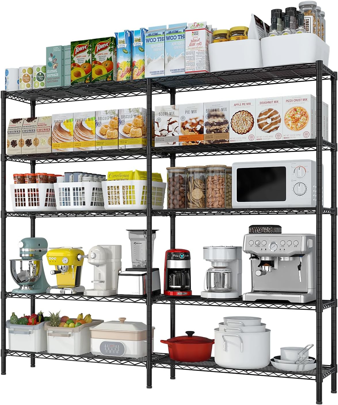 VINGLI 70" W Storage Shelves 1600LBS Heavy Duty Metal Shelving, Upgraded 5 Tier Garage Shelving Unit, Adjustable Wire Shelf for Storage Rack Commercial Pantry Shelf Organizer, 69.8"W × 15.8"D × 71"H