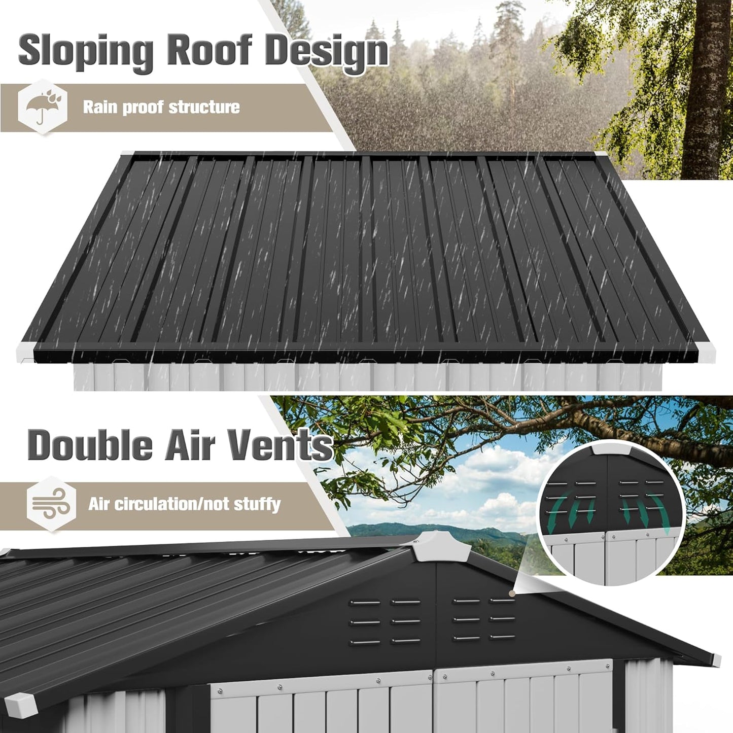 JUMMICO Metal Outdoor Storage Shed 6 x 4 FT Metal Shed with Lockable Door,Waterproof Garden Tool Shed Storage House for Backyard Patio Lawn,White