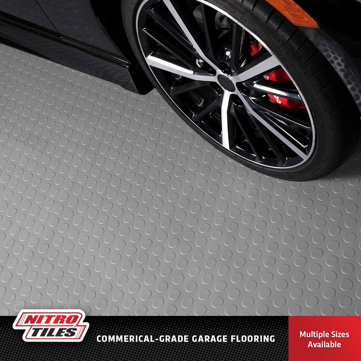 IncStores 2.5mm Thick Commercial-Grade Nitro Roll Garage Floor Mat | Flexible Vinyl Floor Mat for a Stronger and Safer Garage, Workshop, or Trailer | Coin-Top, Stainless Steel, 7.5' x 100'