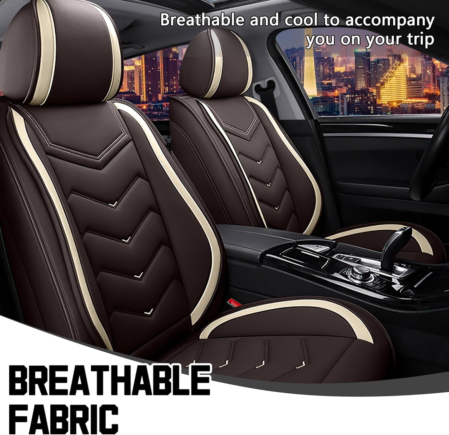 Car Seat Covers for Chrysler Pacifica 2004-2025, Stylish Sport Seat Cover, Premium Nappa Leather Car Seat Cover. Automobile Seat Covers Sets.(Standard 2 Seats/Coffee Color)