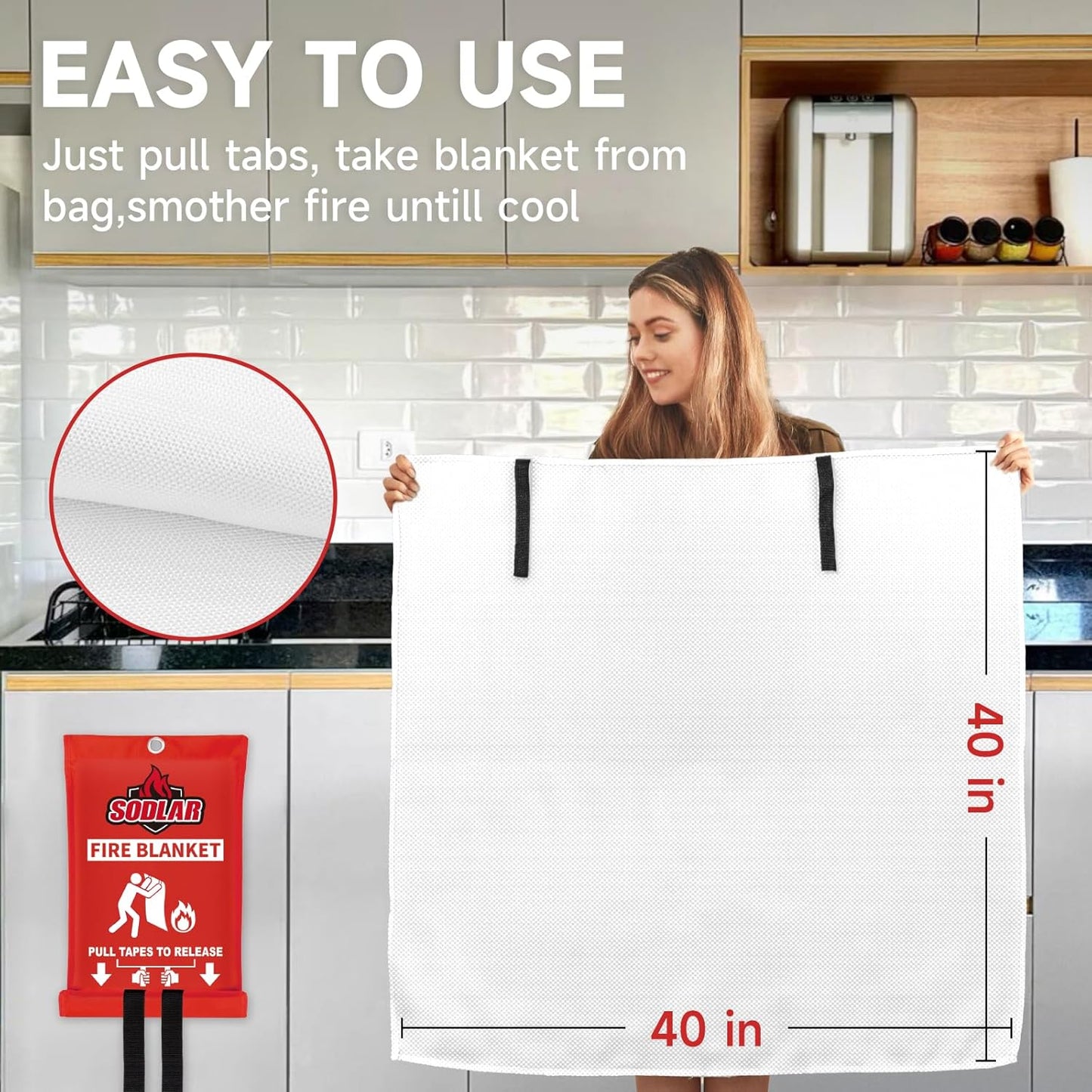 Fire Blanket Emergency for Home Kitchen - 12 Pack 40"x40" Fireproof Safety Protection Fiberglass Flame Retardant Blankets Survival Essential Kit for House Car Camping Outdoor Fireplace Grill BBQ