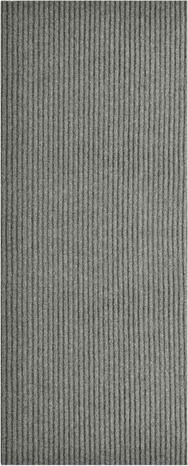 iCustomRug Spartan Weather Warrior Indoor/Outdoor Utility Ribbed Carpet Runner with Non-Slip Thermoplastic Rubber Backing, 3ft X 26ft in Grey