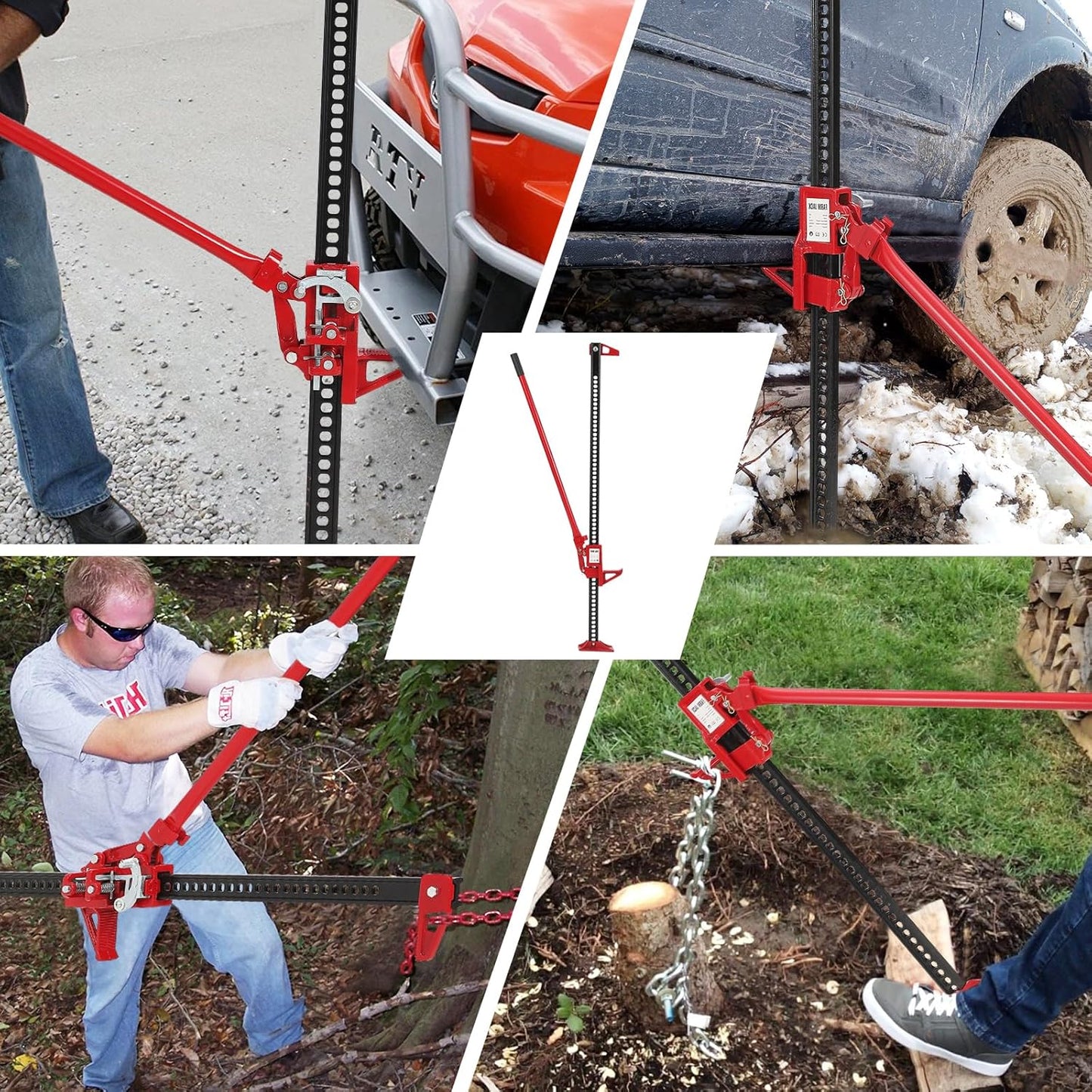 Multi-Functional Lift Jack, Farm Jack Heavy Duty Off Road, for Tractor, Truck, SUV, ATV, UTV, Off Road Accessories, Durable 3 Ton with Wide Base & Ratcheting Mechanism