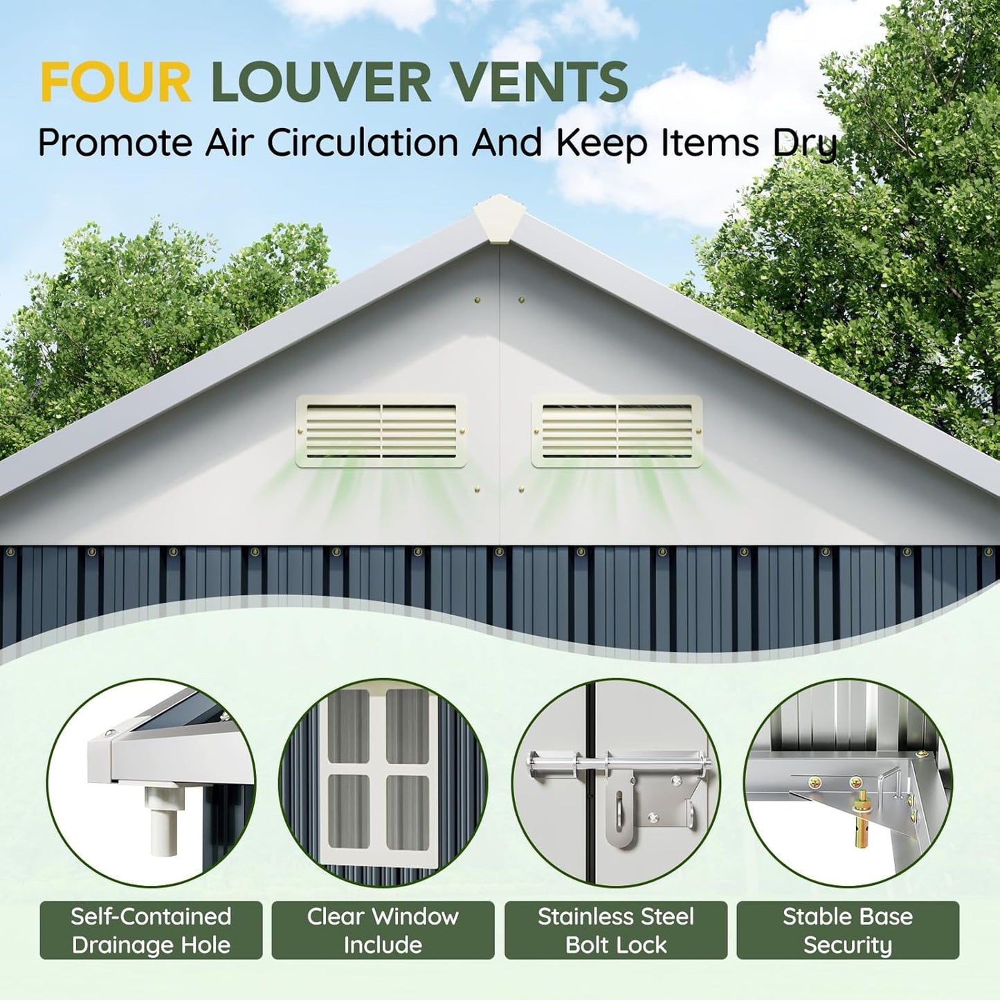 Breezz 6X8FT Outdoor Steel Storage Shed with Frame Floor,Clear Window, Lockable Doors, Weather-Resistant Metal Tool Shed for Garden, Backyard, Patio, and Utility Storage,Nightblue