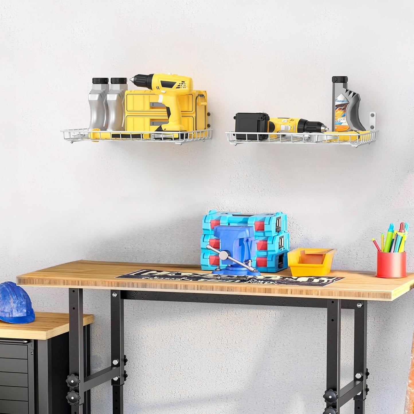 WALMANN Wall Shelves, 12 * 18 inch Wall-Mounted Storage Shelves for Garage, Closet, Laundry Room, Heavy Duty Wall Shelving, Holds Up to 60 lbs(Pack of 2, White)