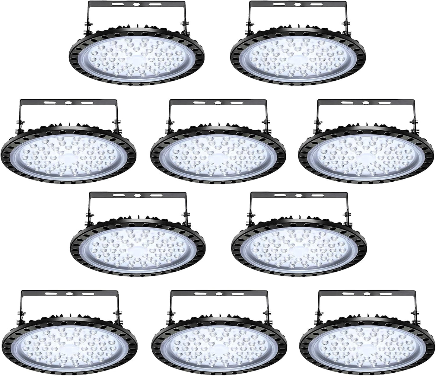Viugreum 10 Pack 200W UFO LED High Bay Light, 20000LM 6500K Daylight White LED Warehouse Lighting, IP65 Waterproof Commercial Bay Lighting for Garage Barn Workshop