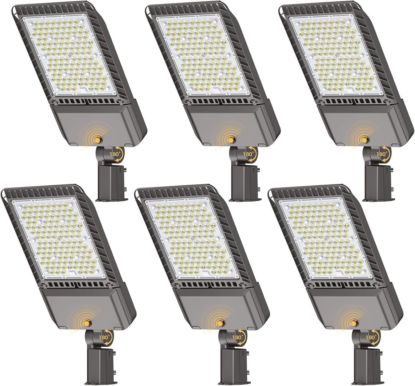 340W LED Parking lot Lights Commercial Oudoor Lighting Street Light with Dusk to Dawn Photocell 61200LM 6000K IP65 Waterproof 100-277V for Driverway Parking Lot 6 Pack