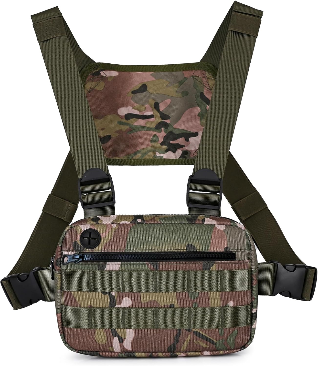 Outdoor Chest Bag For Men, EDC Chest Pack With Built-In Phone Holder, Lightweight Chest Rig Pouch