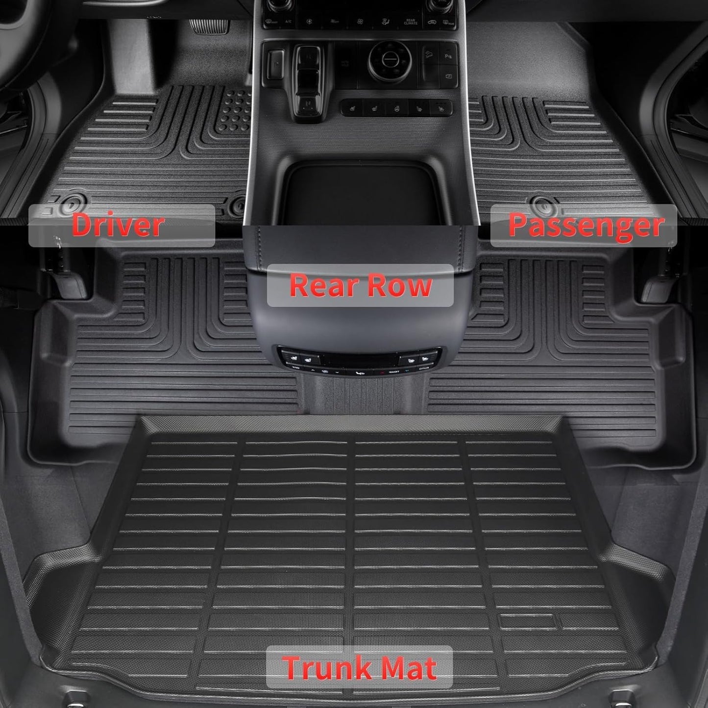 Wayhigh-All Weather Floor Mats and Cargo Mat Set Fit for Toyota 4Runner 2025 5-Seater(Not for Hybrid/EV) TPE Car Mats with Backrest Mat Heavy Duty Rubber Floor Liners for 4Runner 2025 Accessories