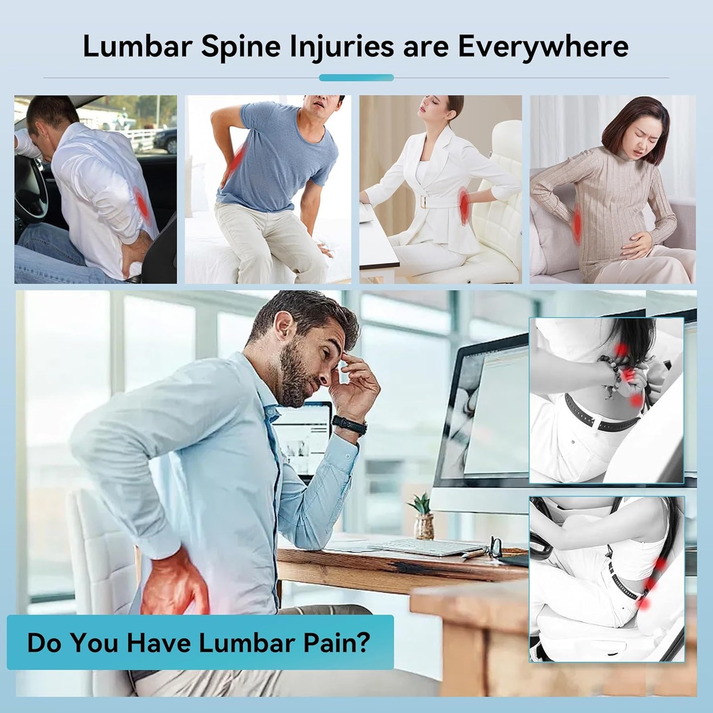 Super Snug Lumbar Support Pillow for Car, 100% Memory Foam Lumbar Pillow with Breathable Removable Cover, Ergonomic Design - Back Pillow Lumbar Support Pillow for Car Seat/Back Pain Relief(Black, 1PC)