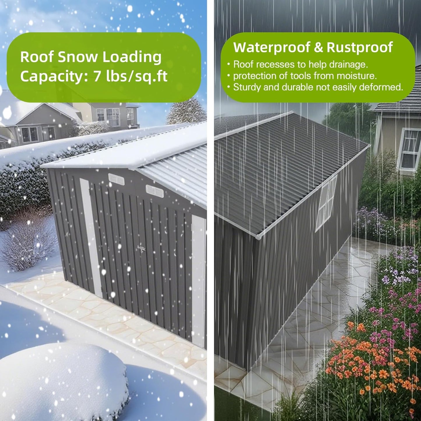 10 x 14 FT Large Outdoor Storage Shed w/ 2 Windows, Heavy Duty Metal Garden Sheds with 3 Lockable Door & Air Vents, Waterproof Tool House for Bicycles, Tools, Backyards, Patios, Lawns, Gray