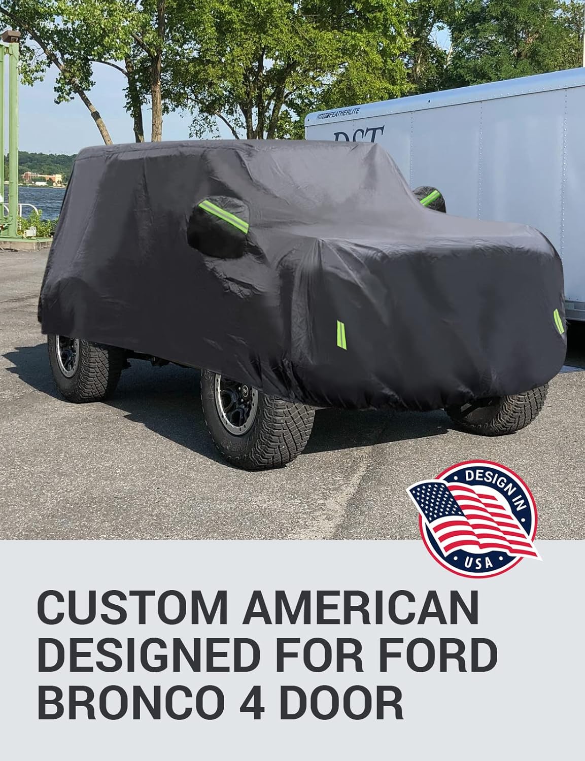 Proadsy 2025 Upgrade Car Cover Compatible with Ford Bronco 4 Door 2021-2024 2025 Windproof All Weather Waterproof Sun Rain UV Dust Snow Protection Outdoor Covers