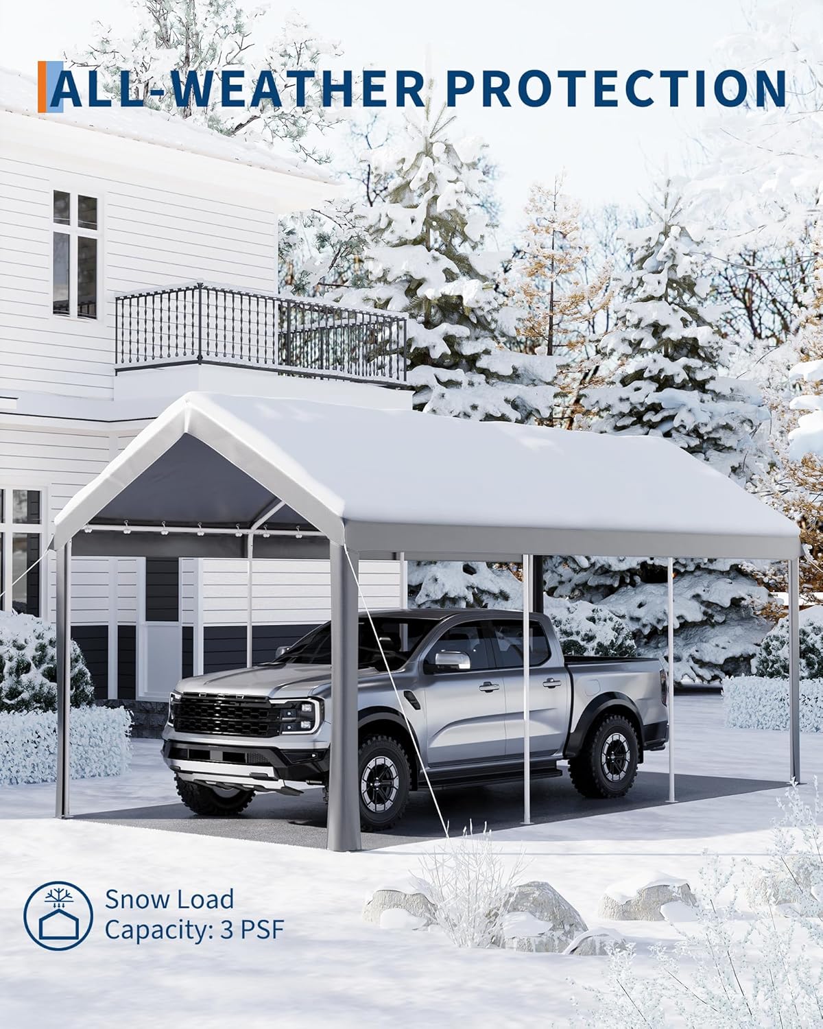 10x20ft Metal Carport Garage with PE Fabric and Galvanized Steel Frame Leg Wrap Carport for Outdoor Shelter for Cars, Trucks and Boats - Gray