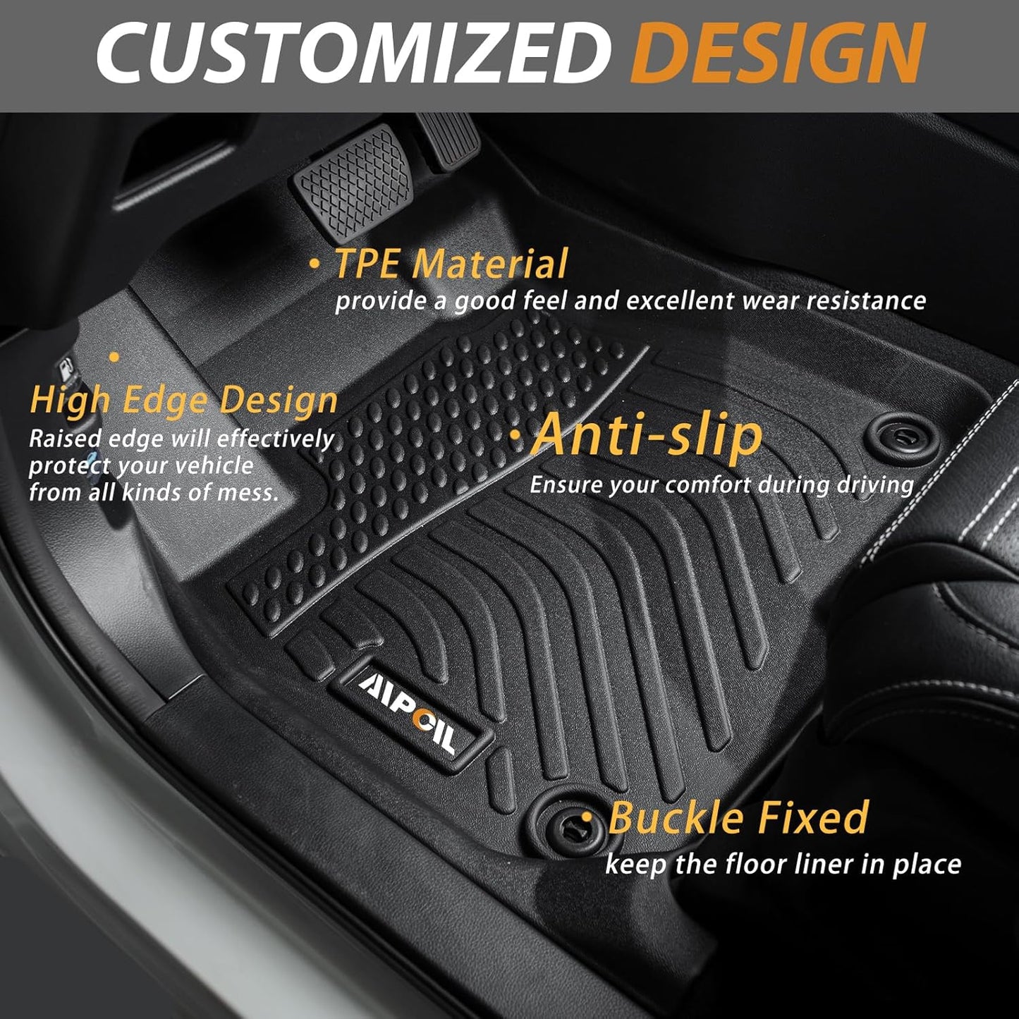 AIPOIL® Floor Mats & Cargo Liner Set for 2022-2024 2025 Lexus NX/NX250/NX350/NX350 F Sport/NX350h/NX450h+/NX450h+ All Weather Protection TPE Anti-Slip Car Full Set Custom Car Mats Accessories - Black