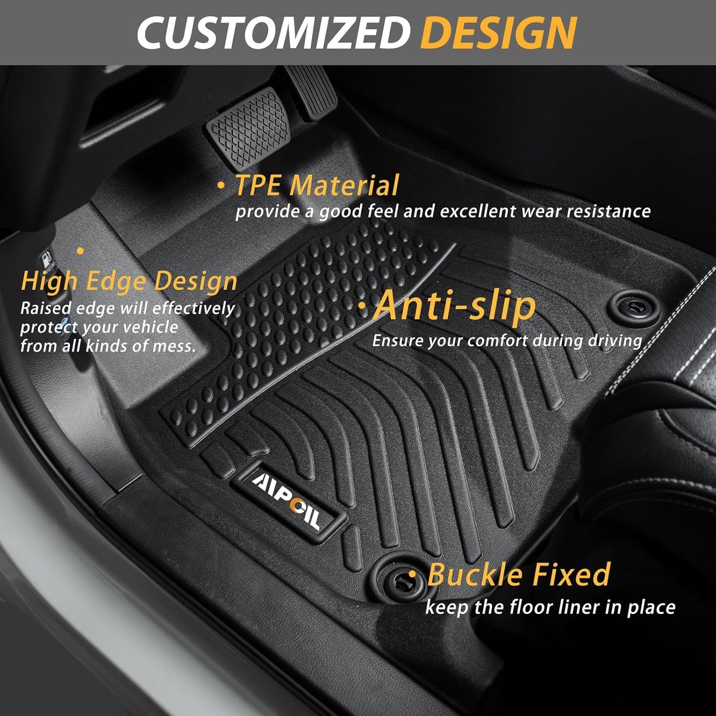 AIPOIL® Floor Mats for 2011-2014 Ford Explorer 7 Seats | All-Weather | Easy to Clean | All-Round Protection丨Full Set Automobile mats Accessories.