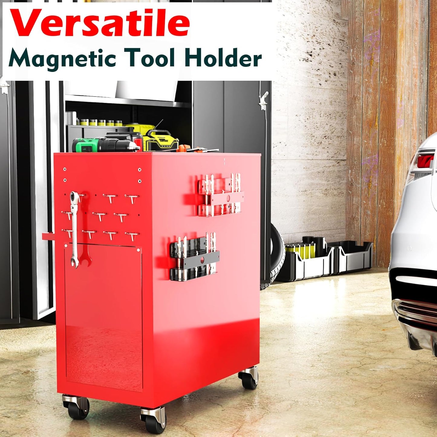 MUTUACTOR Magnetic Drill Bit Organizer,No Drilling Magnet Impact Drill Bit Storage,Anti-Slip Heavy Duty Magnetic Drill Bits Holder for Long Phillips Head Drill Bits,Black,26 Holes