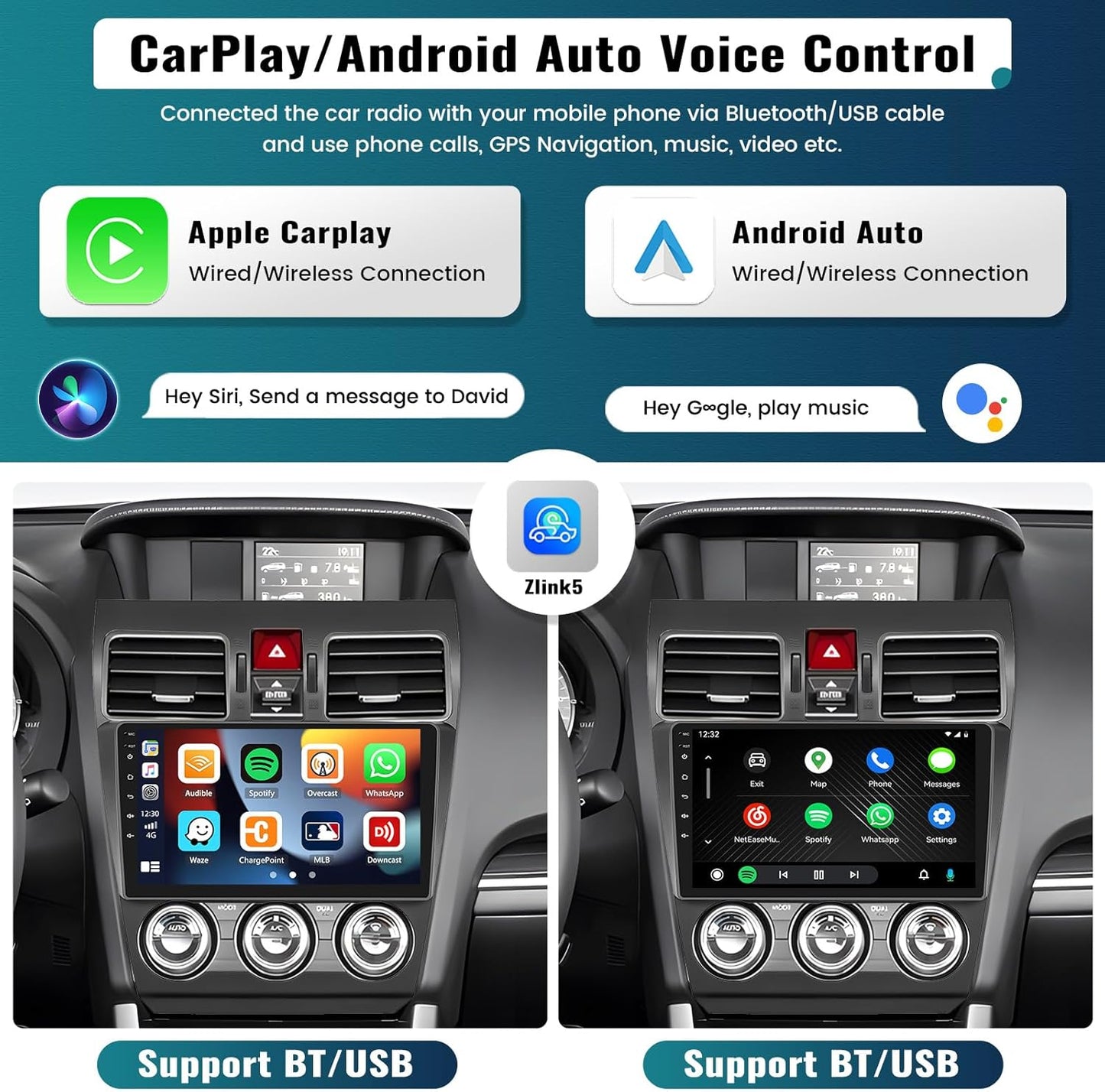 UNITOPSCI 2G+64G for Subaru Forester WRX Impreza 2013-2015 Radio Android 13 Car Stereo Wireelss Apple CarPlay Android Auto 9 Inch Touchscreen WiFi GPS Navi Bluetooth FM/RDS HiFi Audio + Backup Camera