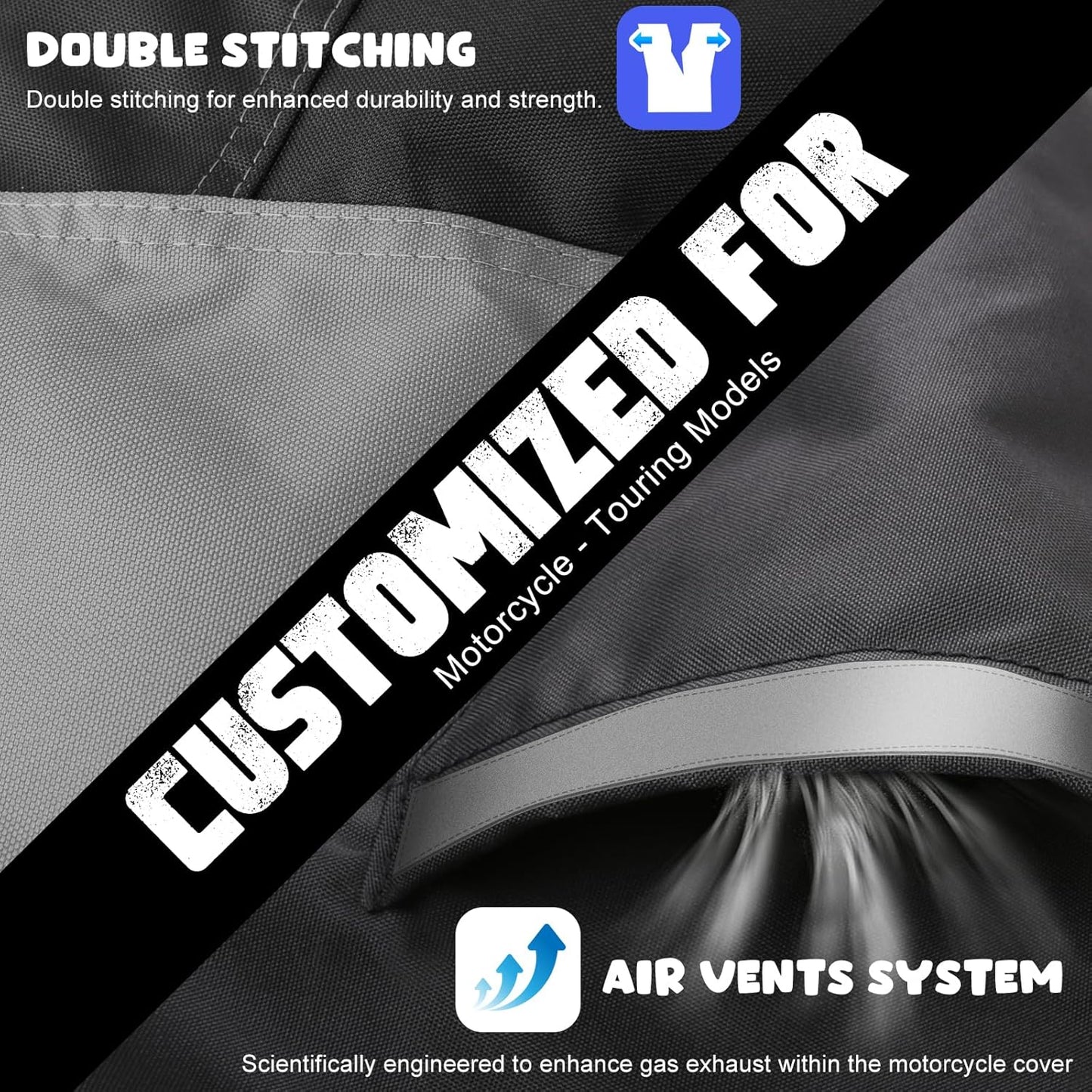 Motorcycle Cover 420D Heavy Duty All Season Universal Weather Waterproof Outdoor Protection 96" XXL Vehicle Cover/Black