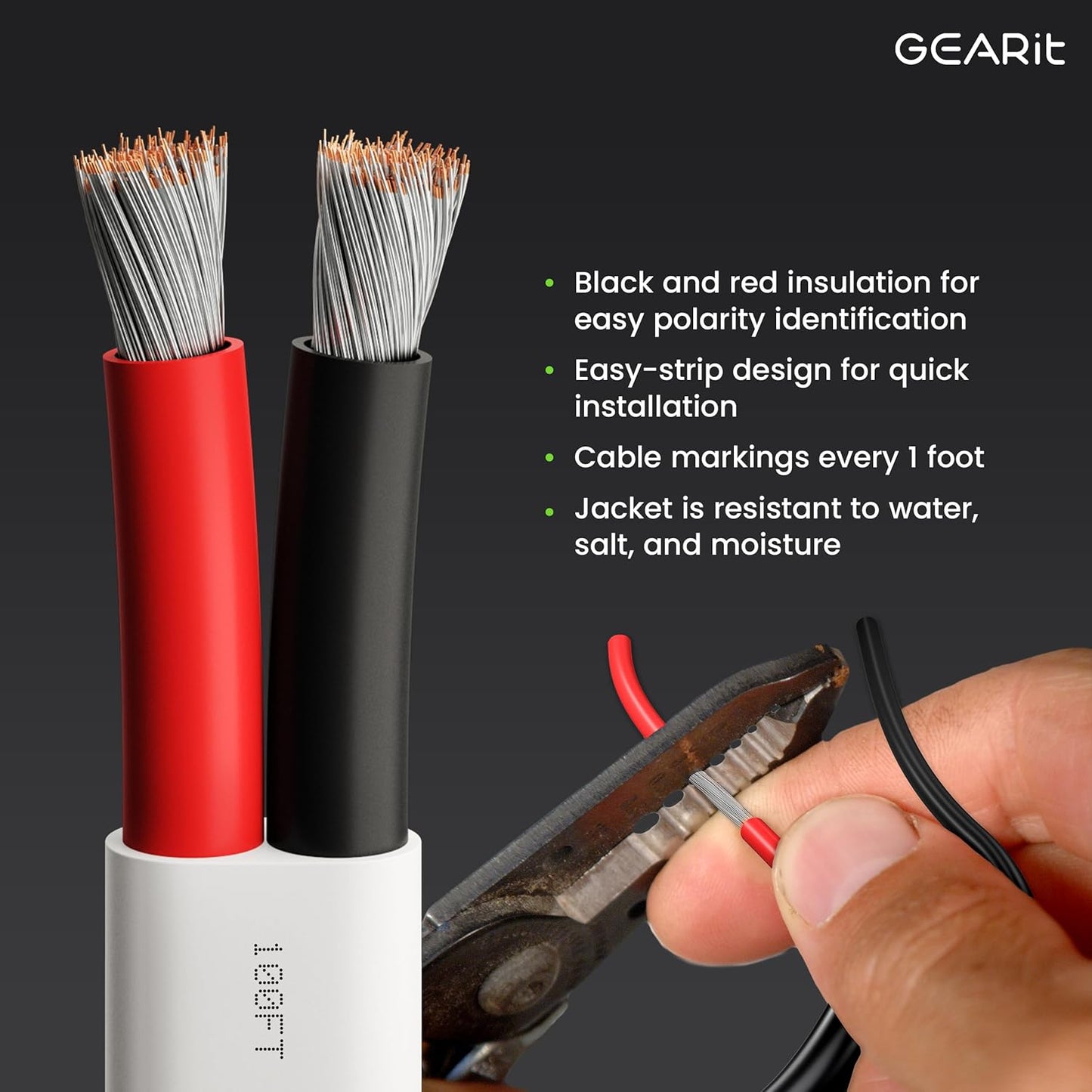 GEARit 8 Gauge Marine Wire, 8/2 AWG (100ft) Marine Grade Tinned Copper Oxygen Free, Duplex 2-Conductor Insulated Red & Black Electrical Cable for Boat, Automotive, RV, Camper, Trailer