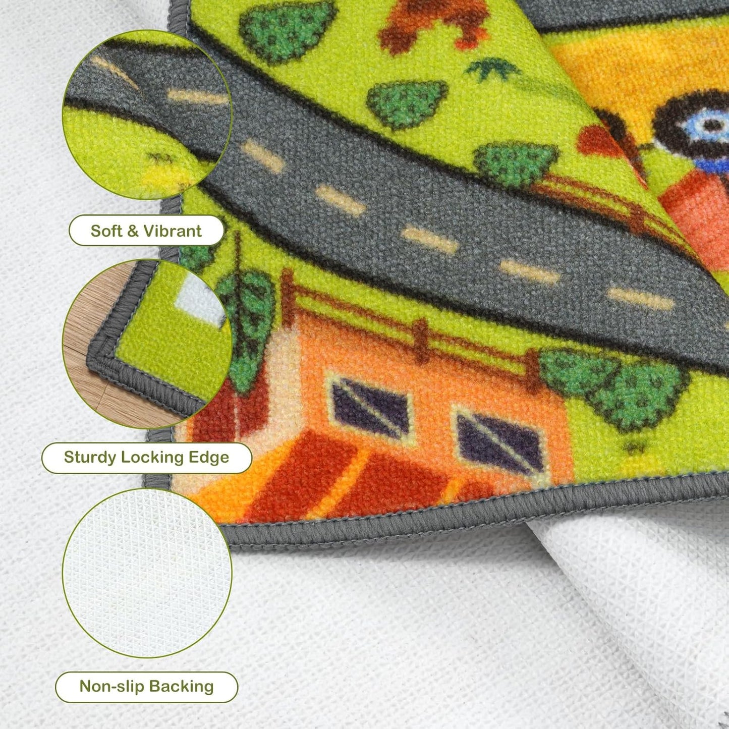 STARUIA 60" x 32" Washable Kids Rug for Playroom, Boys Baby Car Rugs for Kids Toy Cars Have Fun Safely, Educational Farm Road Play Rug Race Track Carpets for Kid Room Bedroom