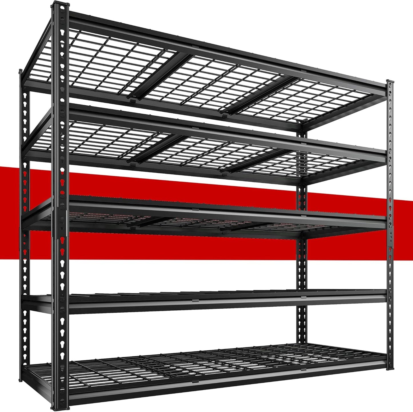 REIBII 55" W Garage Shelving, Heavy Duty Storage Shelves Load 3000LBS, 5 Tier Adjustable Metal Shelving Unit for Basement, Warehouse, Workshop, 55" W x 24" D x 72" H