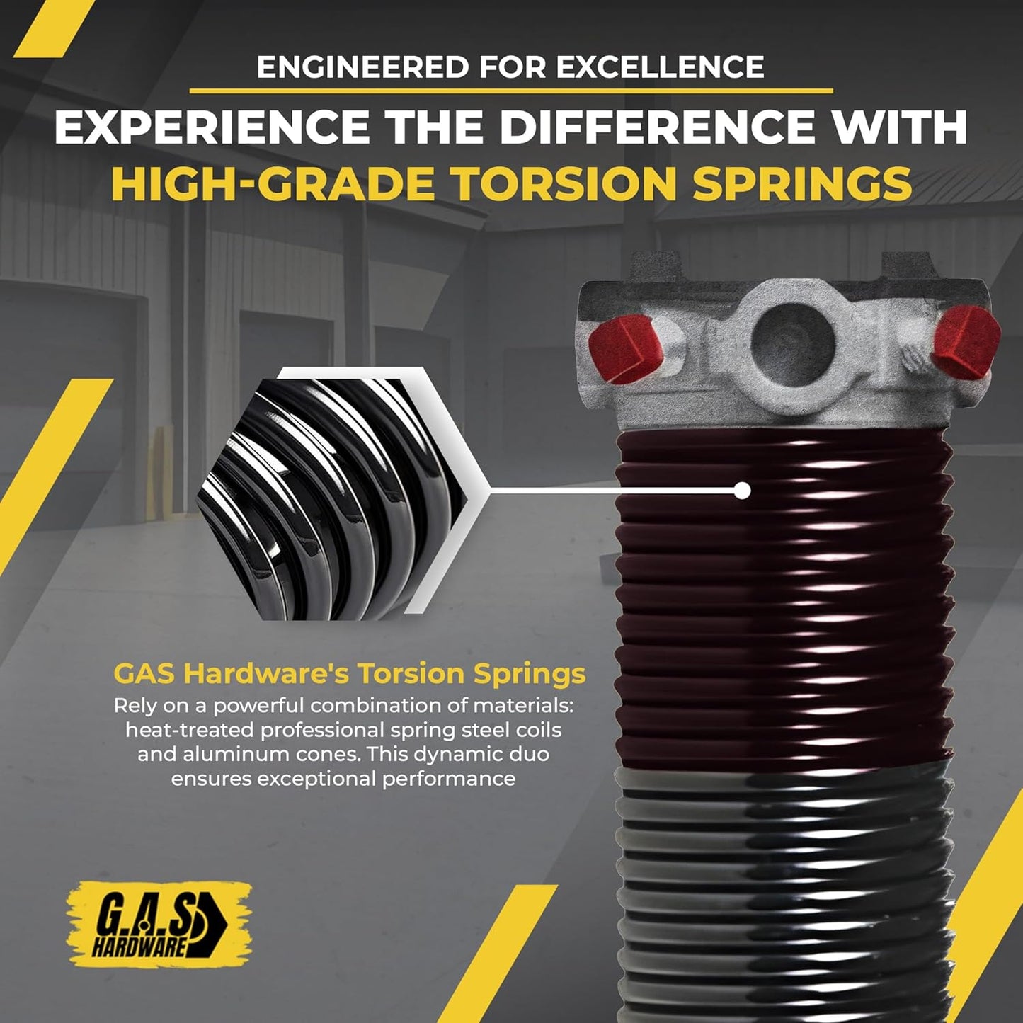 Garage Door Torsion Spring 234x2x30 Torsion Springs for Left Side of Garage Door with 1" Steel Bearing, Gloves, and Winding Bars Precision E-Coating 5-Year Warranty Minimum 30,000 Cycles (Red Cone)