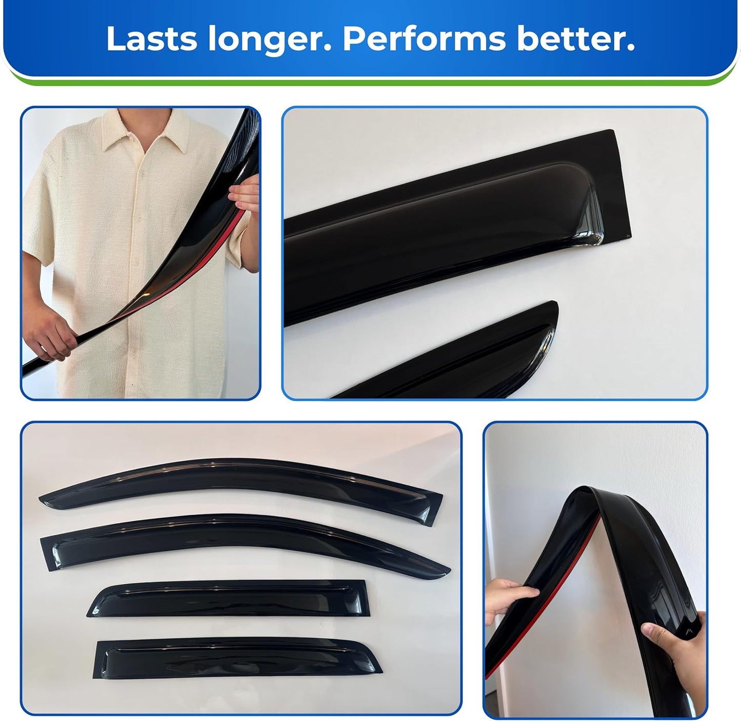 KPY Window Visor Compatible with Volkswagen (VW) Jetta 2019-2023, 4PC Rain Guard Side Window Vent Deflectors Tape-On Style, 2019 2020 2021 2022 2023