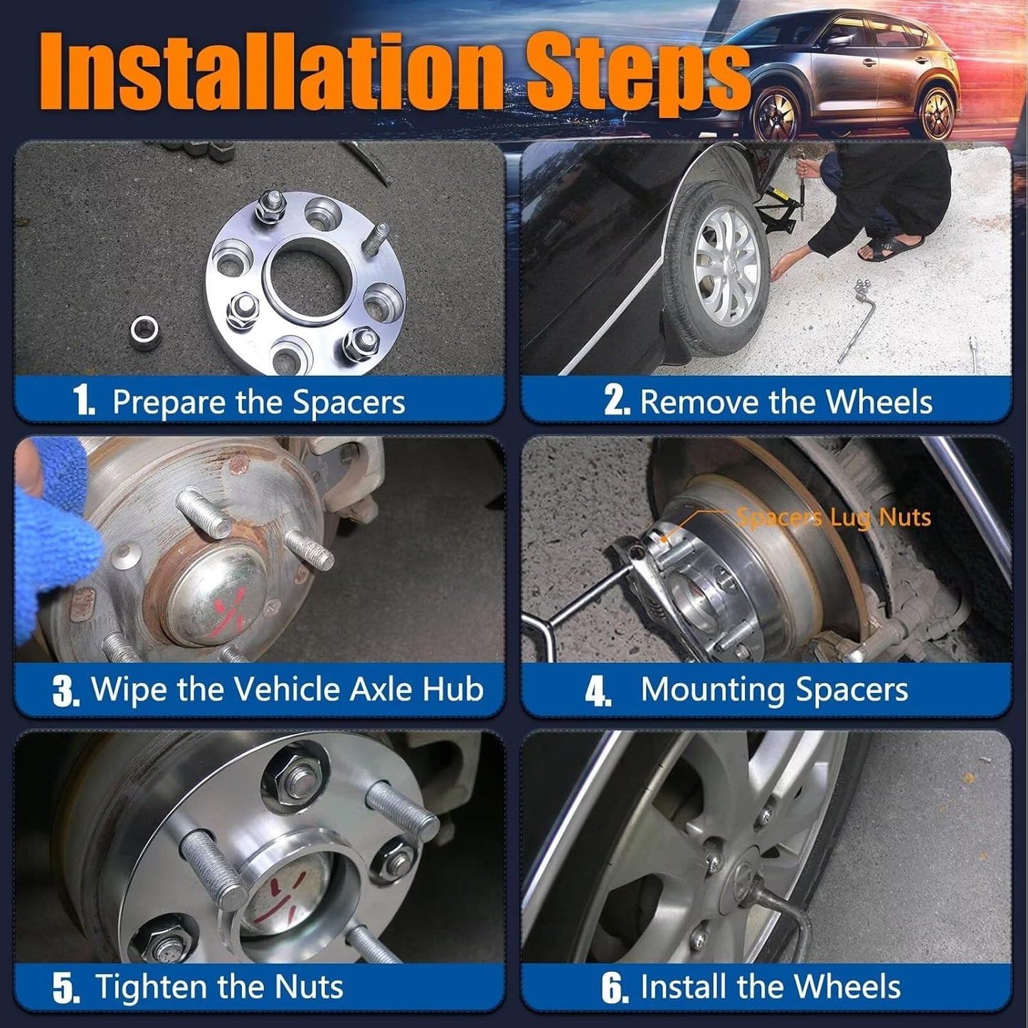 GAsupply 4x4(4X101.6mm) Wheel Spacers Fits for EZ GO EZGO Club Car Golf Carts & ATV, 4x100 to 4x100 Black ATV Wheel Spacer 1.5” / 38mm, 68mm Hub Bore, 1/2"-20 Thread Pitch, 4 Pack (1.5", Black)