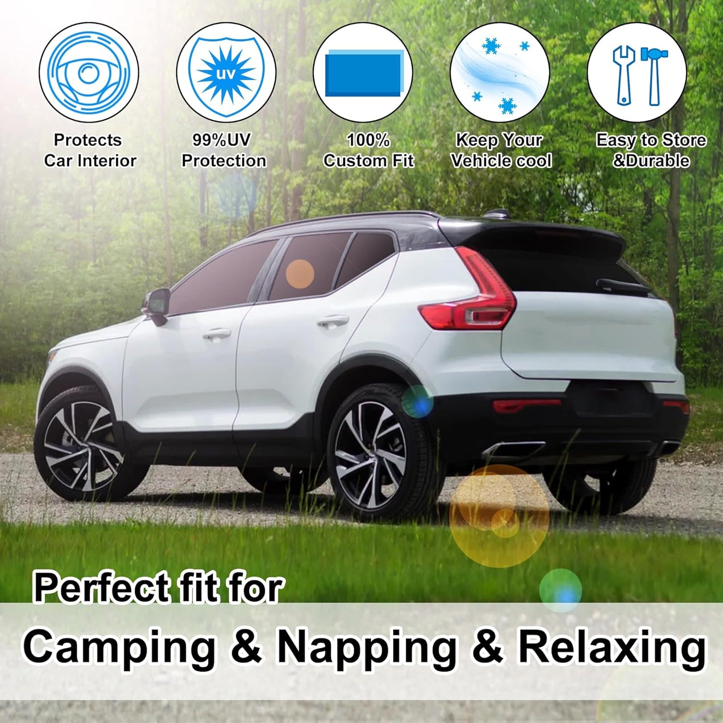 TINGLU Window Shades for Volvo XC40 2019-2025 Accessories Car Side Full Windows Rear Triangular Windshield Sun Shade Sun UV Rays & Privacy Protection for Camping,Napping,and Relaxing 8PCS