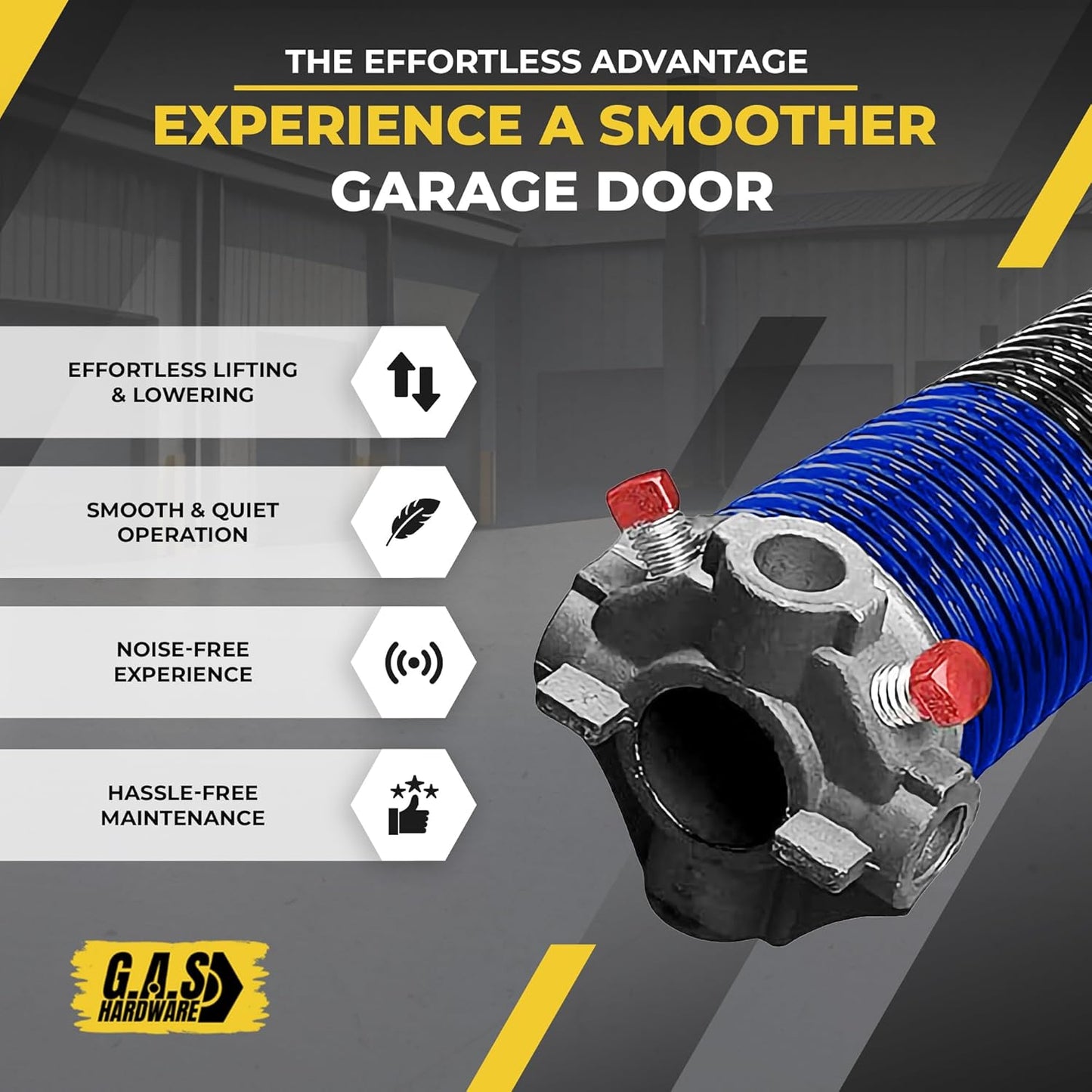 Garage Door Torsion Spring 262x1.75x48 Includes 1” Steel Bearing, Non-Slip Gloves, and Winding Bars for Left Side of Garage Door Precision E-Coating 5-Year Warranty Min. 30,000 Cycles (Red Cone)
