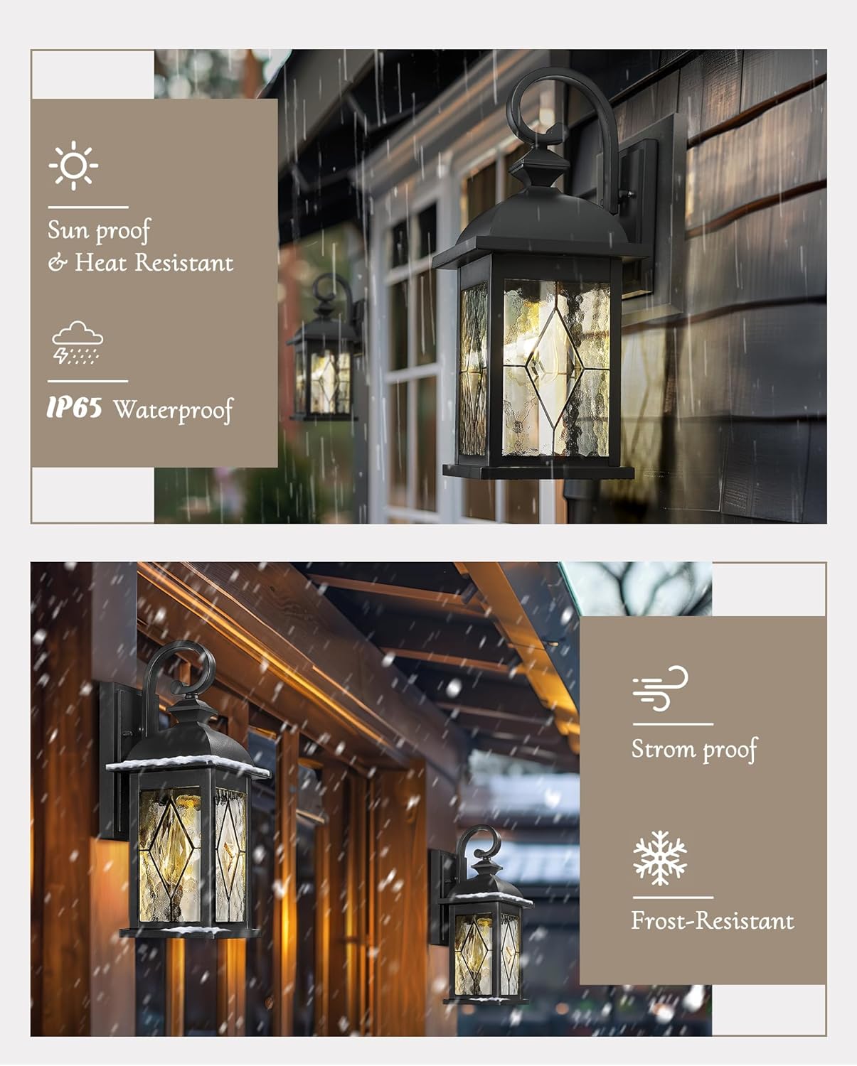 FEMILA 21" Large Exterior Wall Light Fixtures, Anti-Rust Waterproof Outdoor Wall Lantern Porch Lights for Entryway, Patio, Garage, Doorway, Matte Black, 4FD54B2 BK-SD