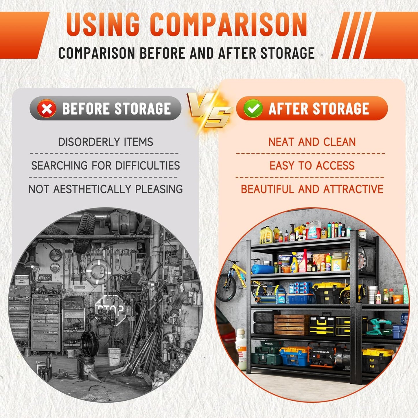 Heavy Duty 5-Tier Shelving Unit 2750LBS Capacity - Adjustable Steel Garage Shelves for Warehouse, Basement Storage(71''H x 35.4''W x 11.8''D)