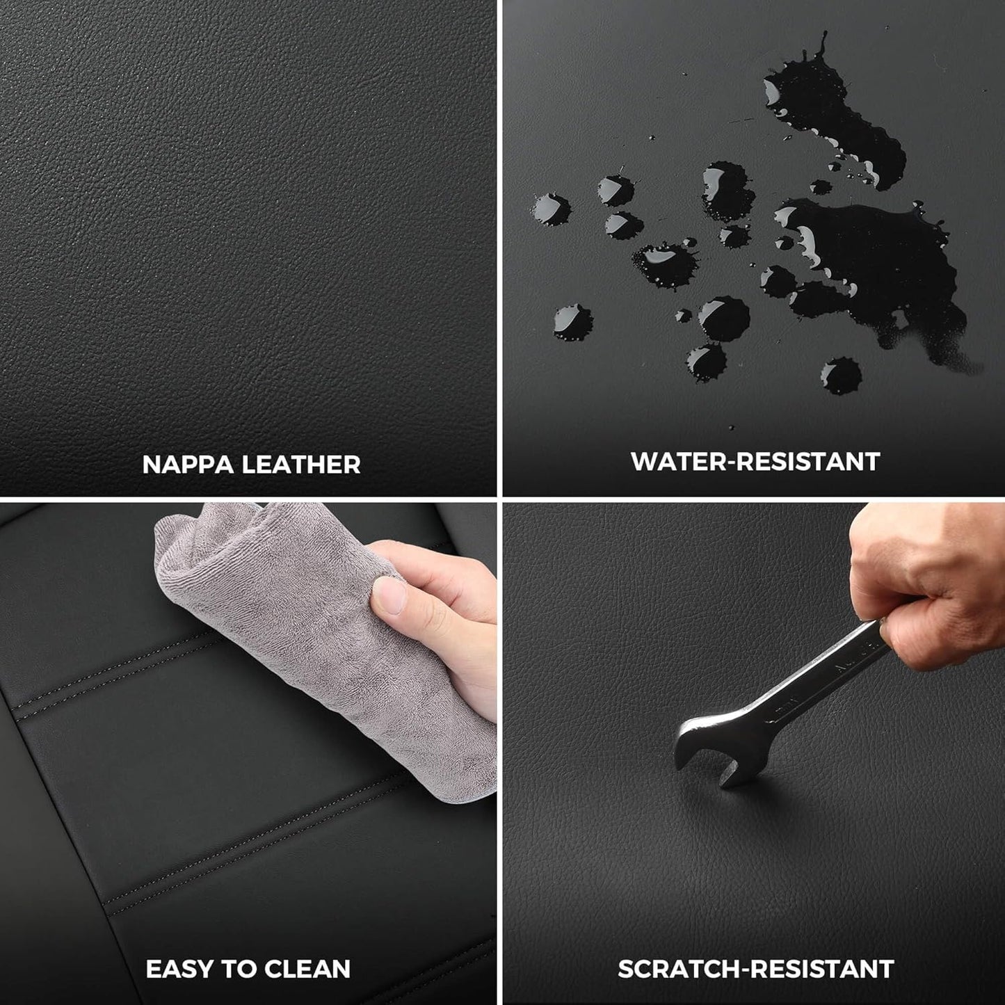 Seat Covers for Toyota 4Runner 2011-2024, Faux Leather Car Seat Cover Full Set, 3-Row-Only for 7 Seats Version-BlackBlue