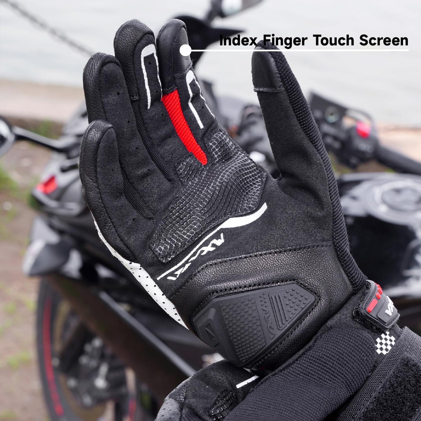 VXW Motorcycle Gloves for Men and Women - Gel Palm Sliders, Leather & Mesh Construction Full Finger Touchscreen, High-Speed Sports Gear for MTB/ATV/BMX/Motocross/Dirt Bike