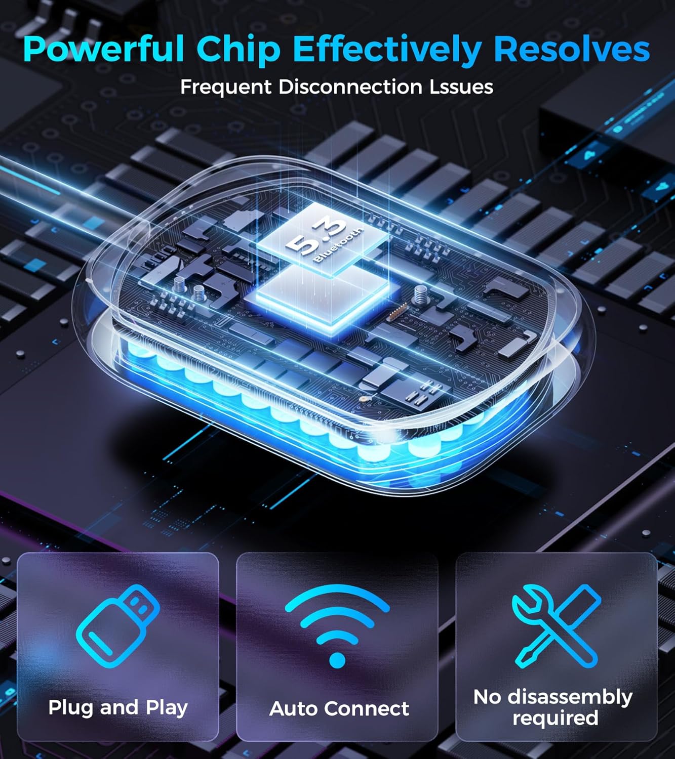 2025 Upgraded Wireless CarPlay Adapter for Apple iPhone, Converts Wired to Wireless Car Play Adapter, Auto Connect, Mini Size, Compatible with Cars from 2016 & iOS 10+