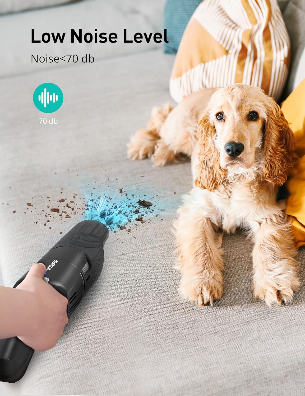 Aspiron Cordless Handheld Vacuum, 24KPA Powerful Car Vacuum, Rechargeable, Charging Dock, Ergonomic Handle, 2-in-1 Crevice Tool, 1.8lb Portable Vacuum Cleaner with 2-Speed for Car, Home, Black Silver