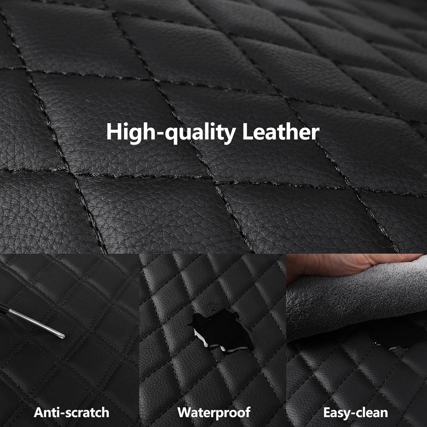 Car Seat Cover,Breathable and Waterproof Leather Seat Covers,Luxury PU Universal Fit Automotive Airbag Compatible for Cars Sedans SUV and Trucks(2 Pieces,Front Seat,Black,N1)