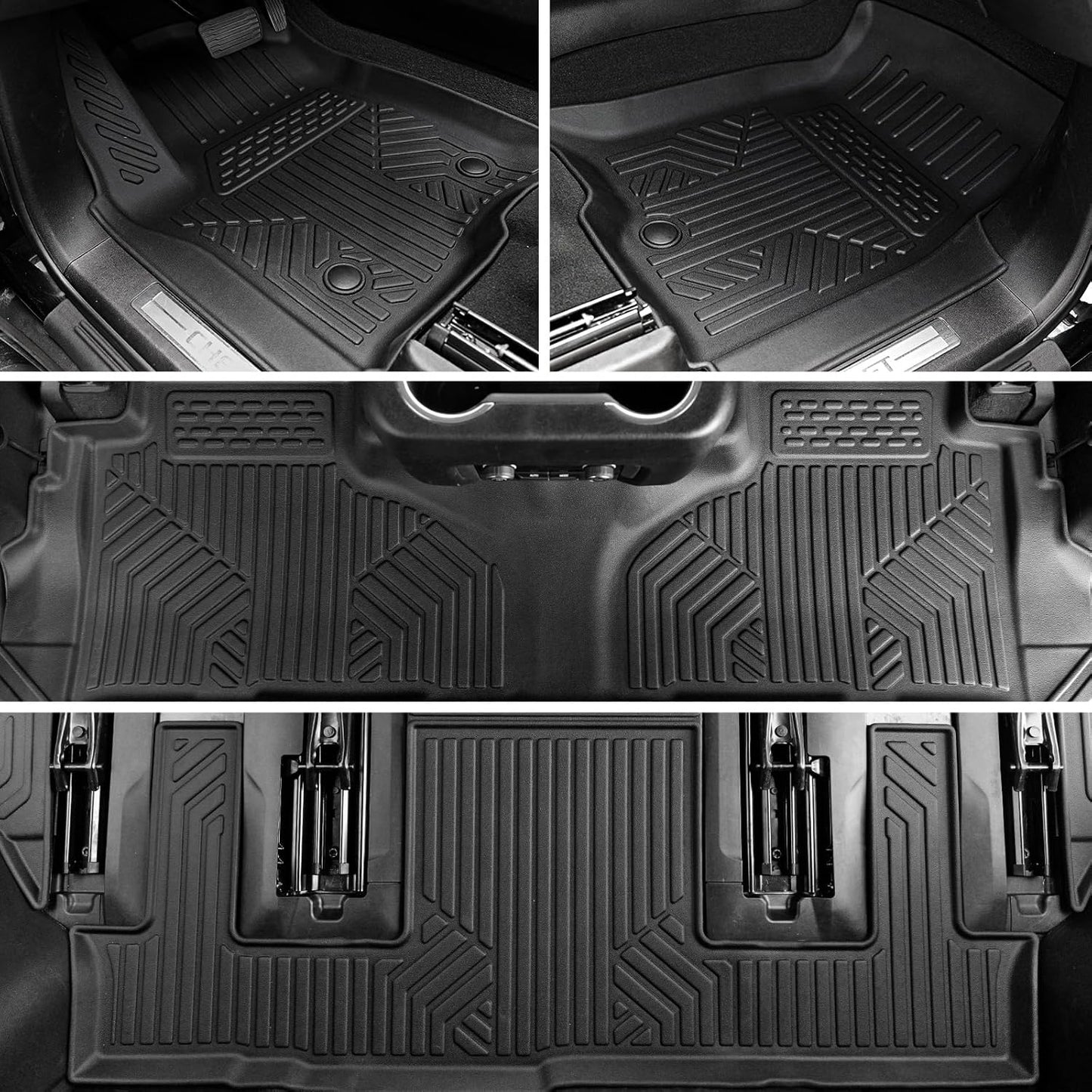 Floor Mats Set for 2021-2025 Chevrolet Chevy Tahoe/GMC Yukon 7 Seats Accessories, Full Coverage All Weather Floor Mats Cargo Mat with 3rd Row Backrest Protectors & Door Sill Guards