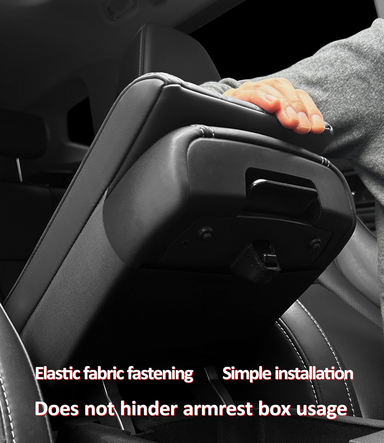 Car Center Console Cover pad PU Leather,Black Armrest Box mat,Vehicle Arm Rest Cushion Protector,Memory Foam pad,Full size SUV truck,f150 sierra titan silverdo tundra(sizeD 15x13.4x2.2)