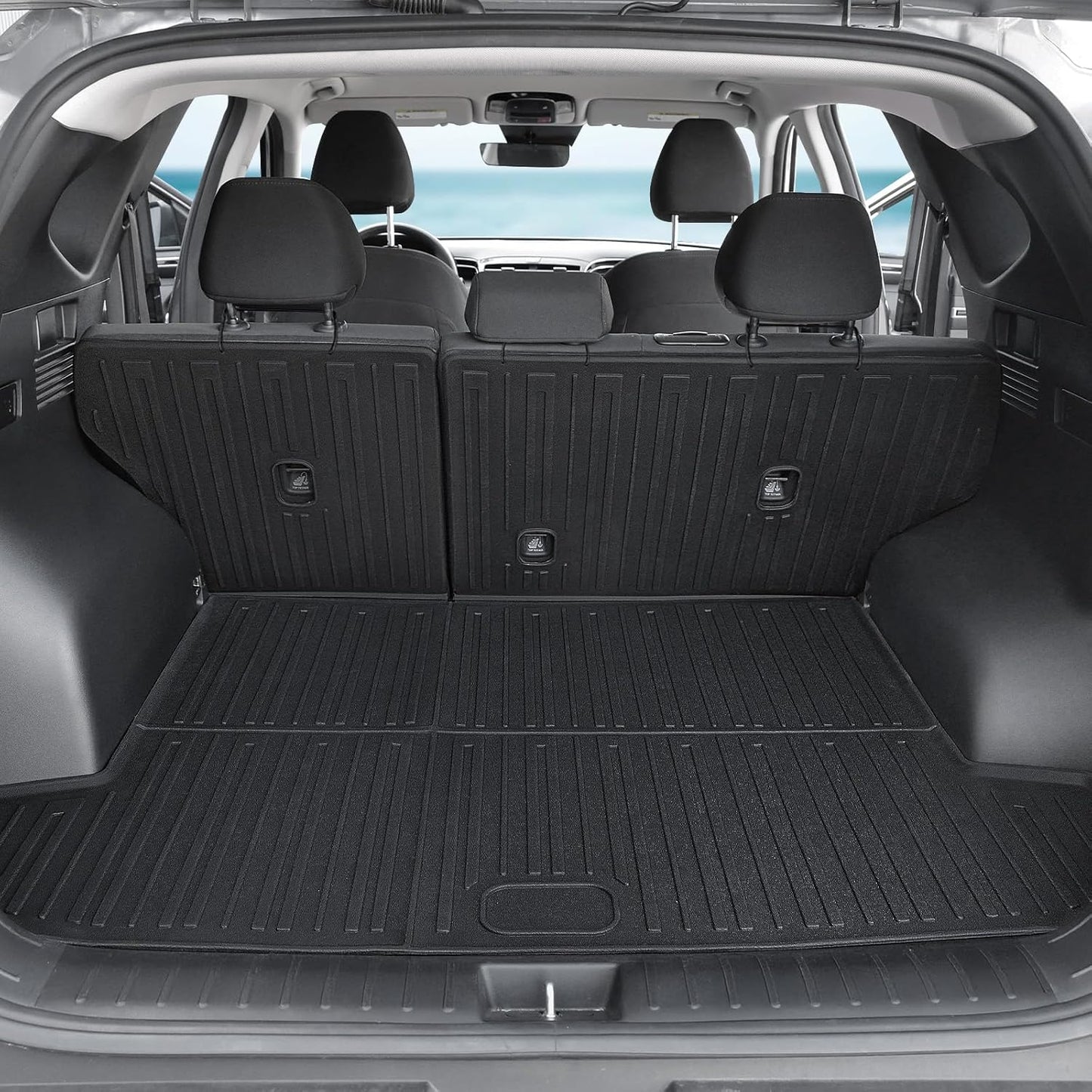 Floor Mats Set for 2022-2025 Hyundai Tucson Gas, Full Coverage All Weather Floor Mats Cargo Mat with Backrest Protectors & Door Sill Guards for Tucson Accessories(Not fit Hybrid)