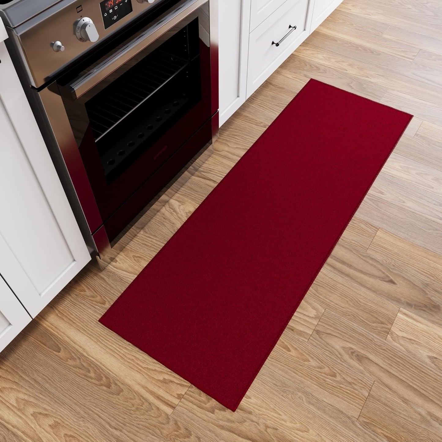 Ottomanson Hallway Runner Rug 20" x 59" Non Slip Solid Area Rugs Easy to Clean Laundry Rug Runner Durable & Pet Friendly Floor Carpet Runners for Hallways Entryway Living Room Kitchen, Red