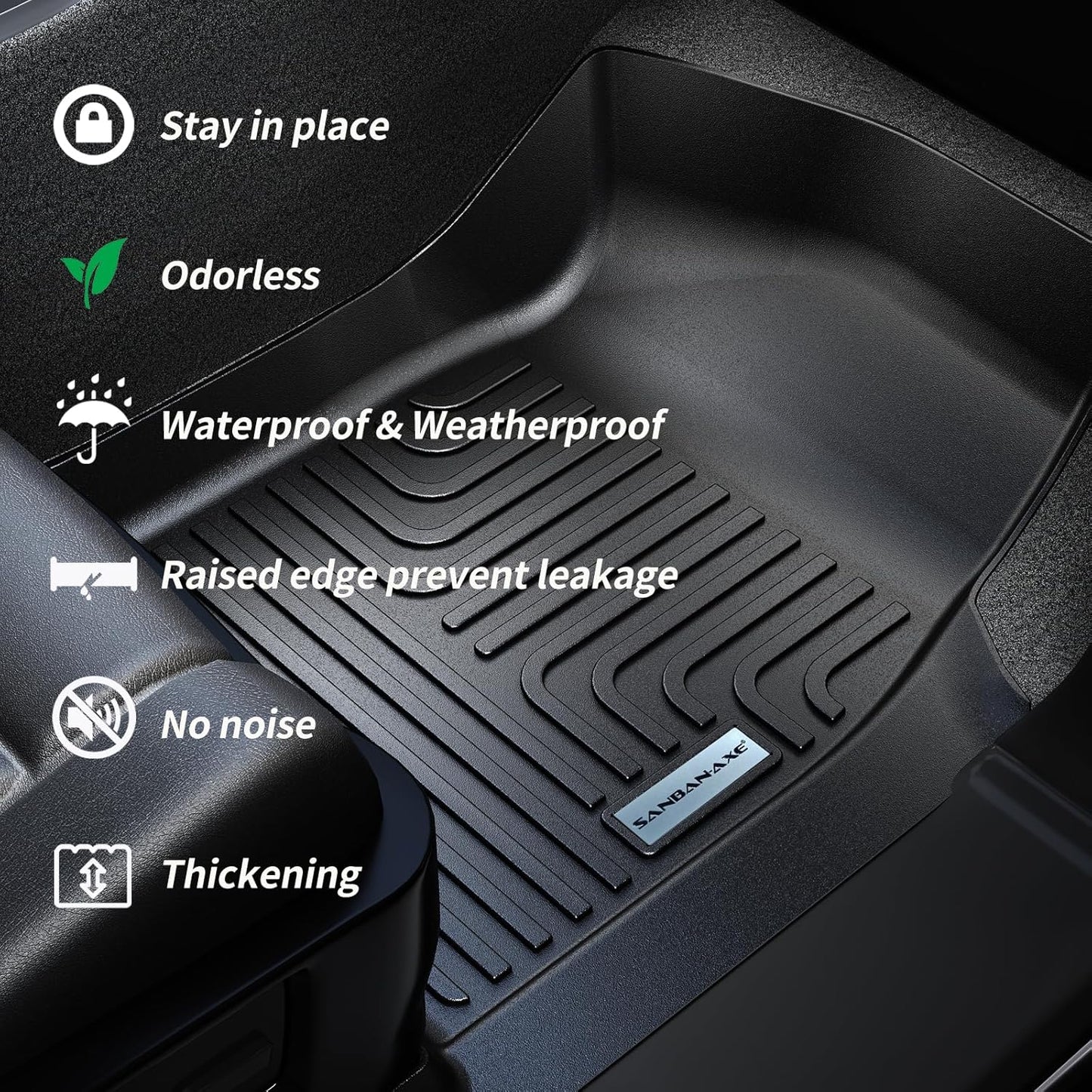 Full Set Floor Mats & Trunk Liner for 2025 Ford Expedition (Only Fit MAX 8-Seat | 2 Row Bench Seat) | TPE All-Weather Liners with Cargo Mat - Custom Fit, Non-Slip, Waterproof