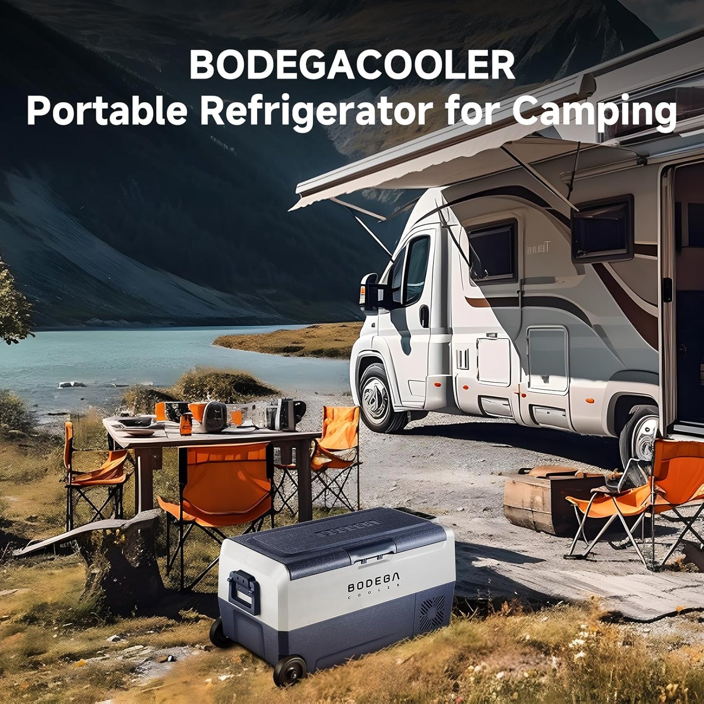 BODEGACOOLER 12 Volt Car Refrigerator,38 Quart Portable Freezer,Car Fridge Dual Zone APP Control,36L -4℉-68℉ Electric Compressor Cooler 12/24V DC and 100-240V AC for RV,Travel,Camping,Road Trip