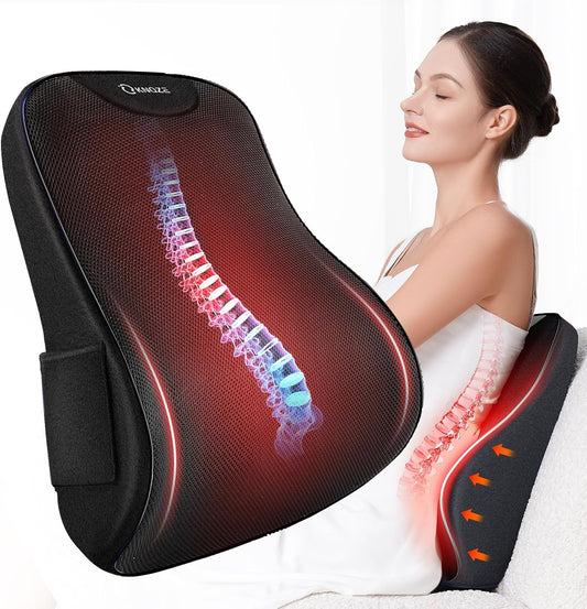Lumbar Support Pillow for Office Chair, Back Support Pillow for Car, Recliner & Bed, Memory Foam Lower Back Cushion for Pain Relief & Improve Posture, Mesh Cover, Adjustable Straps, Gifts