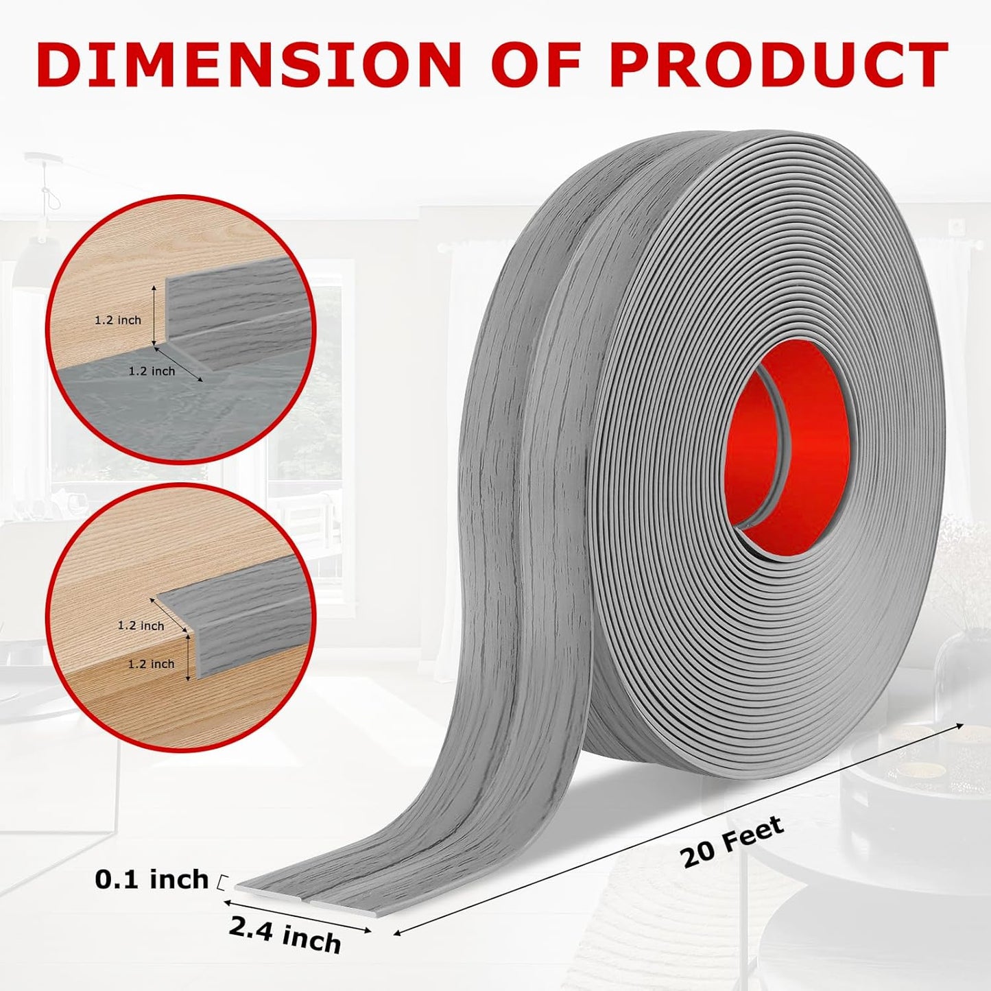 Flexible Wall Corner Protector Moulding Trim Peel and Stick Wall Corner Guards Edge Protector Self Adhesive Molding Trim Strip for Edge Ceiling (Light Gray Wood Grain, 2.4 in x 20 Ft)