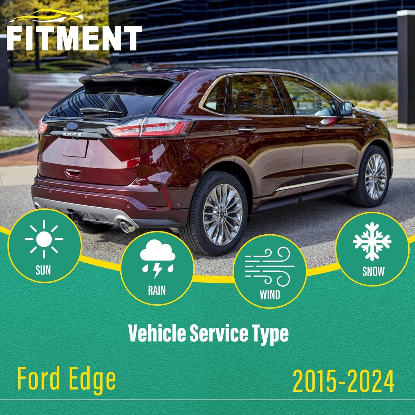 28" 28" 15" Windshield Wiper Blades Replacement for Ford Edge 2015 2016 2017 2018 2019 2020 2021 2022 2023 2024 Premium All Weather Front Rear Wipers Set - OEM Quality (Pack of 3)